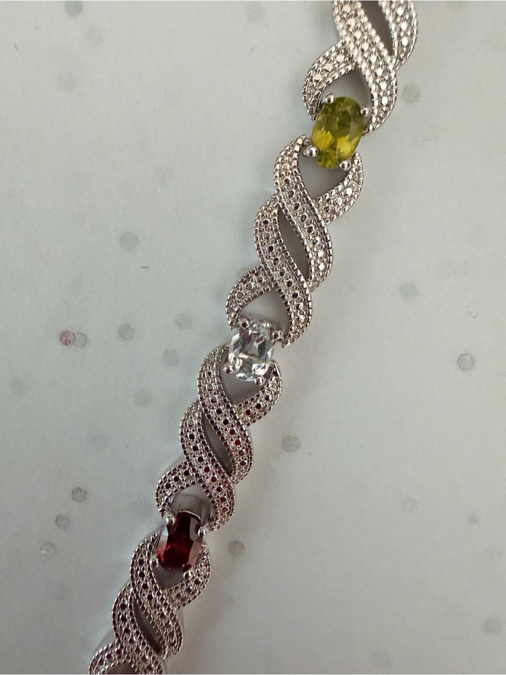 Sterling Silver Multi-Gem Tennis Bracelet - Multicolor